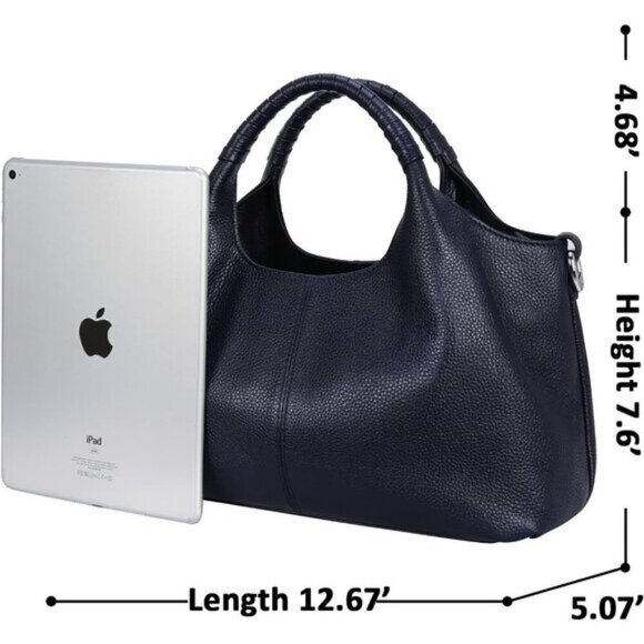 🆕Women Navy Blue Genuine Leather Shoulder Bags Purses Satchel Designer Handbag - Picture 4 of 8